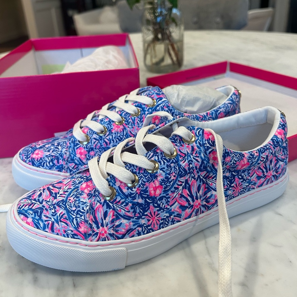 Lilly Pulitzer Blue and Pink Floral Sneakers